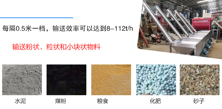 輸送粉狀、粒狀和小塊狀物料,如水泥、煤粉、糧食、化肥、灰渣、砂子等